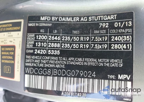 2013 Mercedes-Benz Glk 350 4Matic из США, поврежденный, VIN WDCGG8JB0DG079024